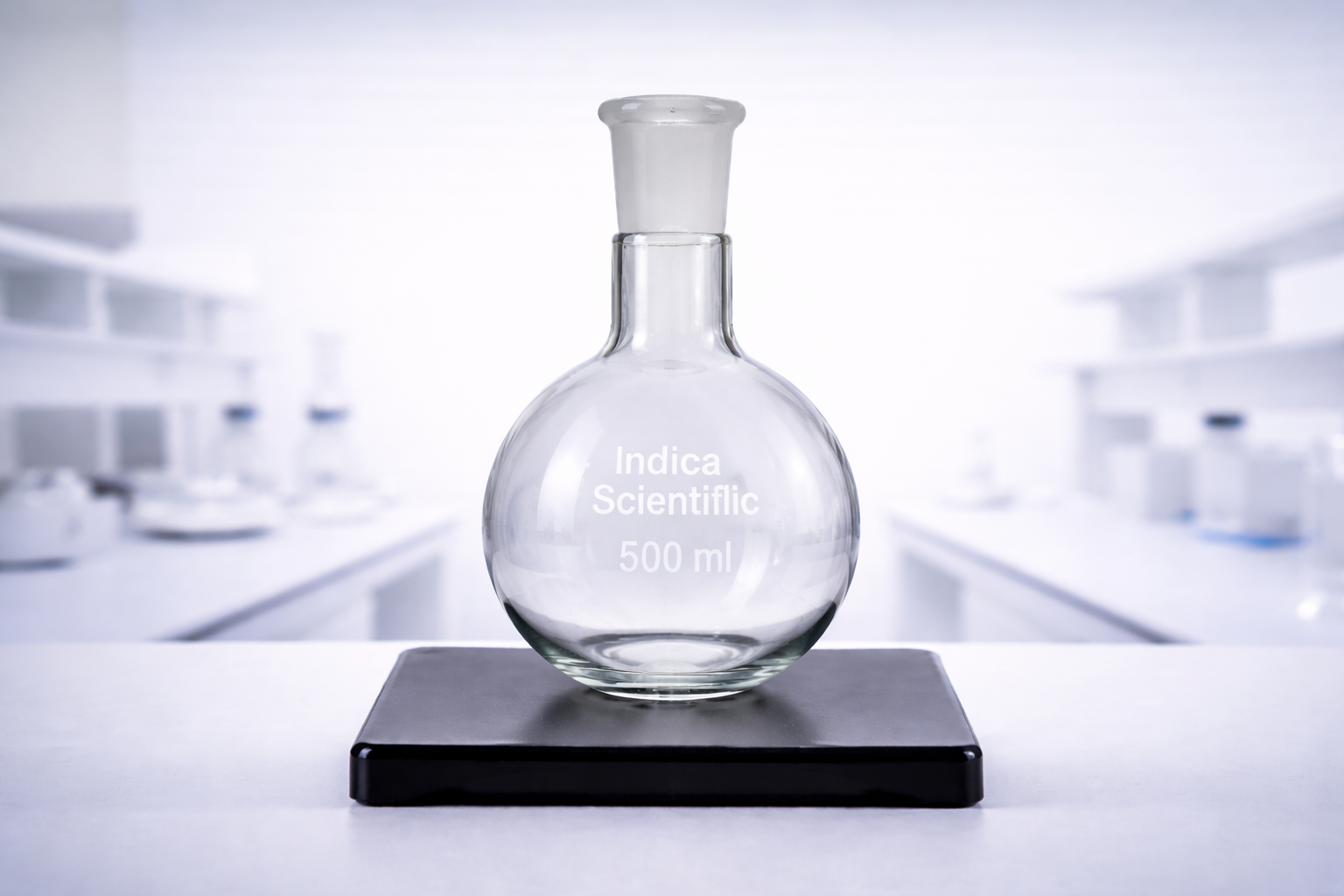 Premium round bottom flask with medium neck for uniform heating