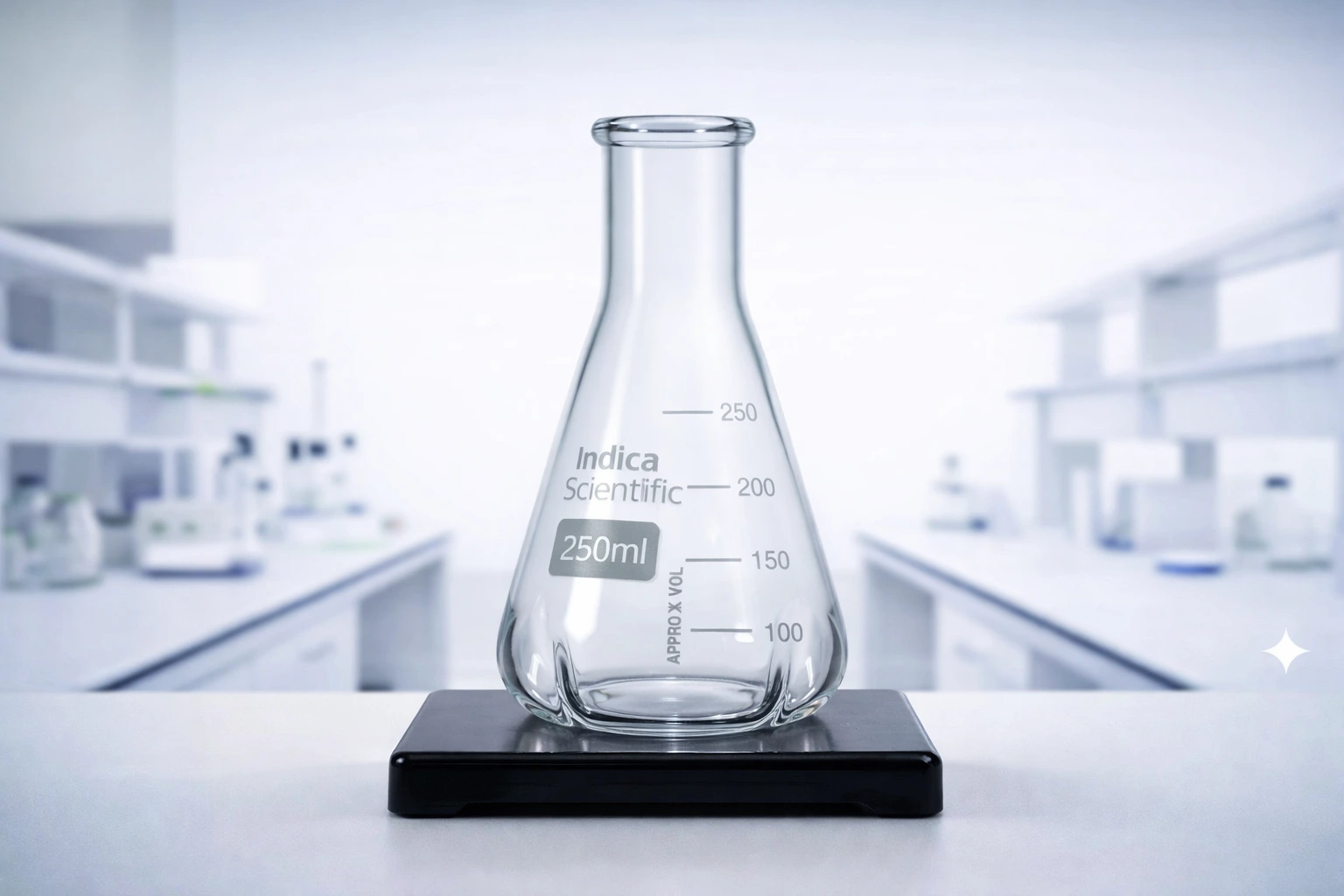 Classic conical flask with uniform cylindrical body
